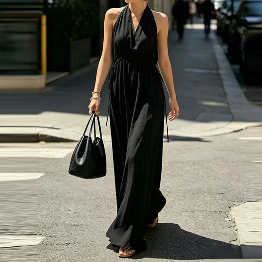 Butter Yellow Halter Maxi Dress