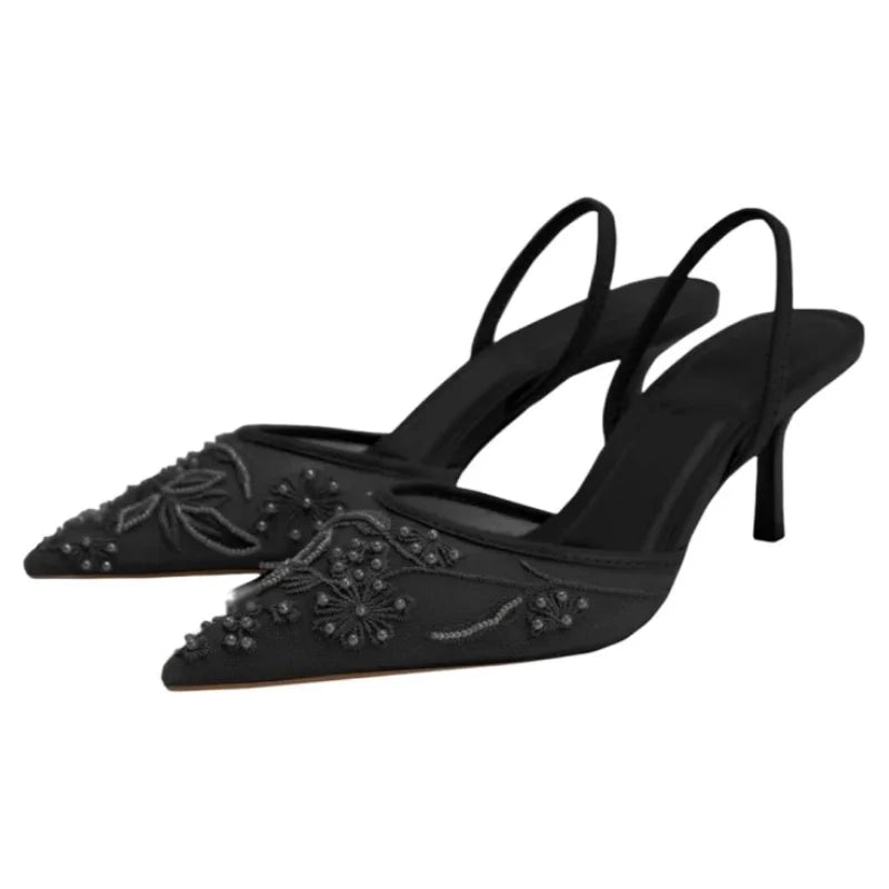 Lace Slingback Heels