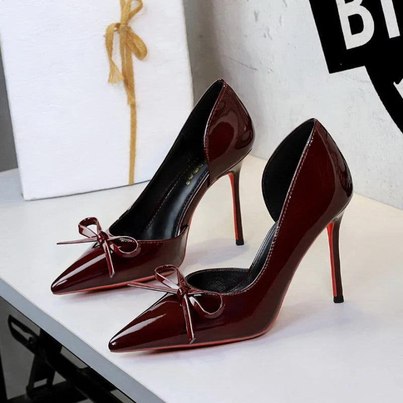 Burgundy Bow Heels