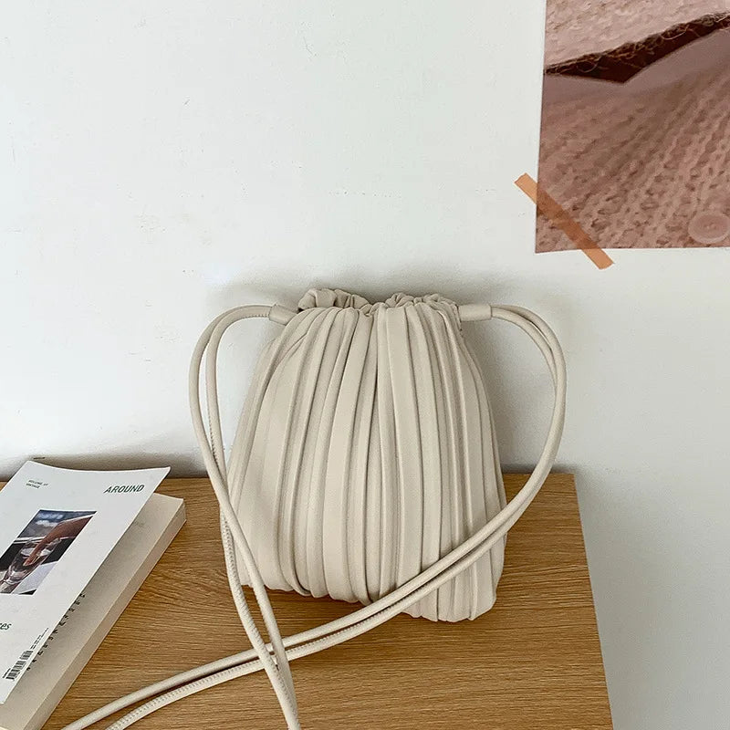 Woven Drawstring Bucket Bag | Celina Studio