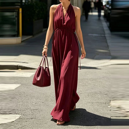 Butter Yellow Halter Maxi Dress