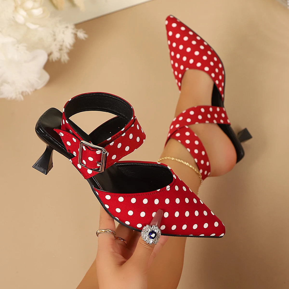 Polka Strap Heels