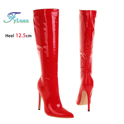 Patent Knee Boots