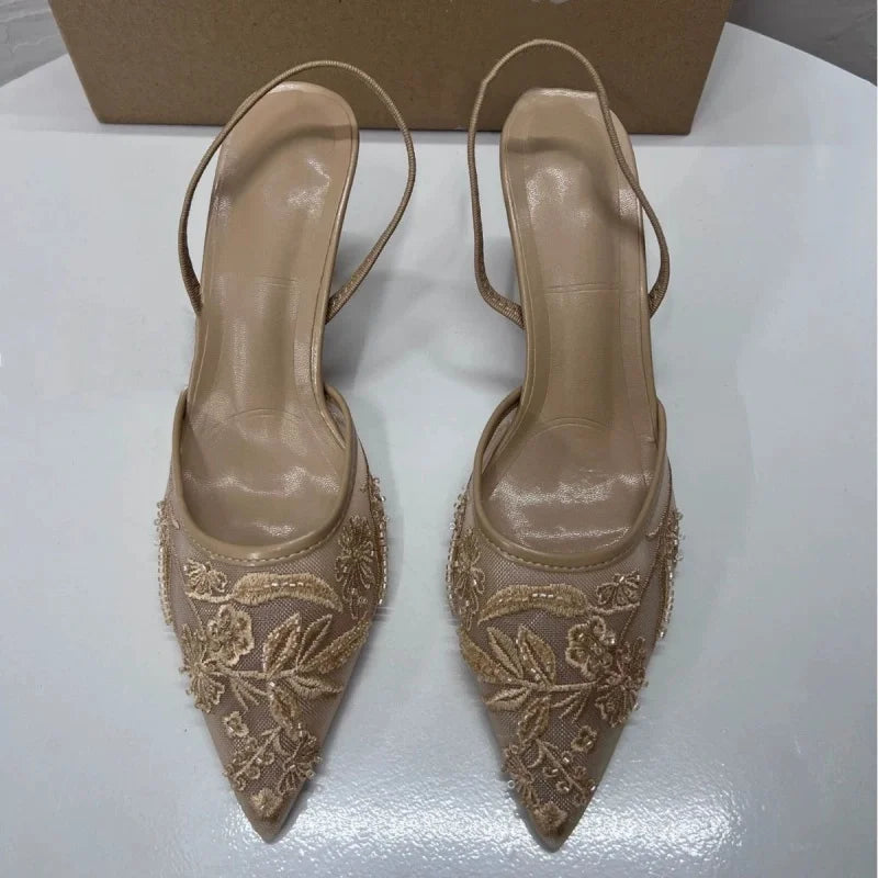 Lace Slingback Heels