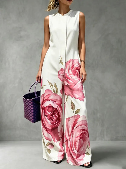 Celina Studio Rosé Bloom Sleeveless Wide-Leg Jumpsuit