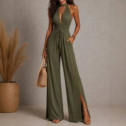 Elegant Halter Wide-Leg Jumpsuit