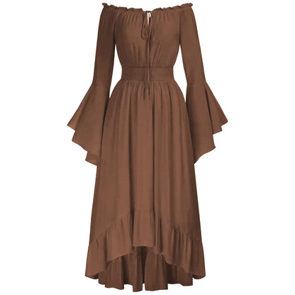 Elegant Off-Shoulder Ruffle Sleeve Midi Dress for Women