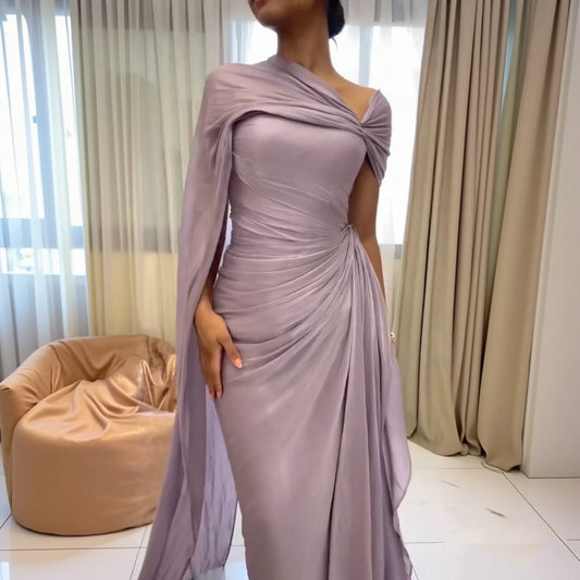 Elegant Off-Shoulder Ruched Evening Gown
