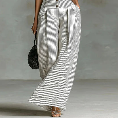 Celina Studio Riviera Stripe Halter Wide-Leg Jumpsuit