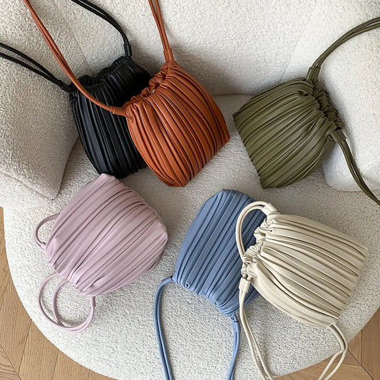 Woven Drawstring Bucket Bag | Celina Studio
