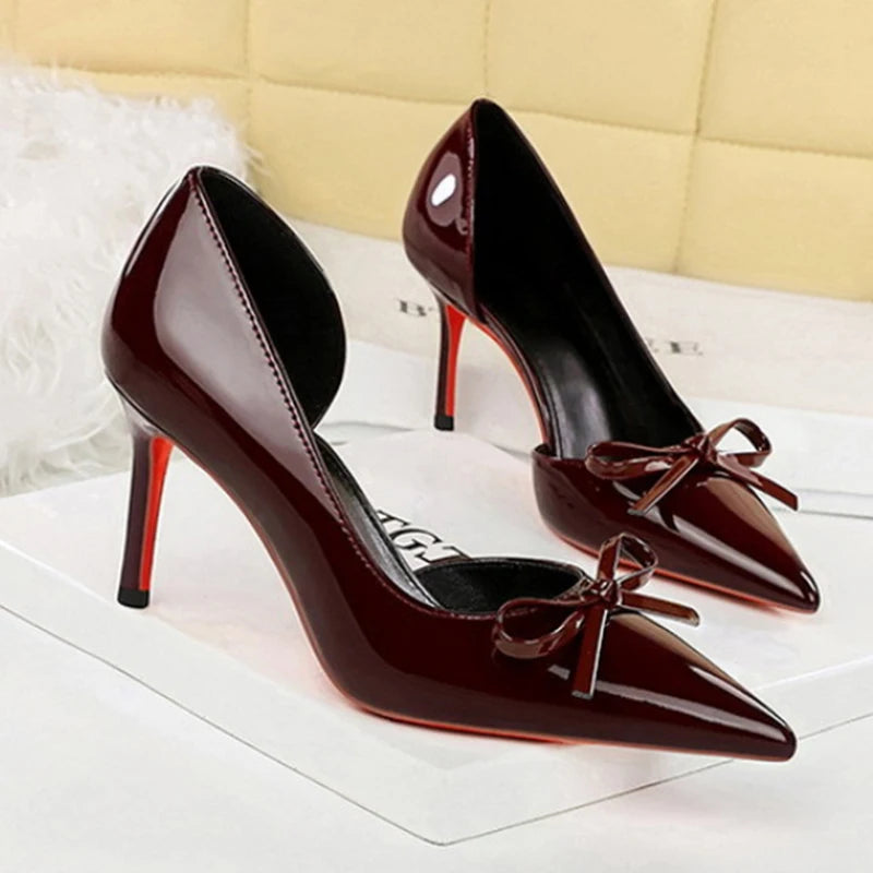 Burgundy Bow Heels