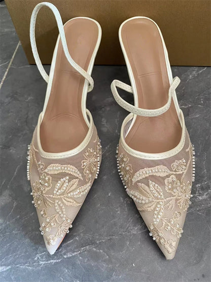 Lace Slingback Heels