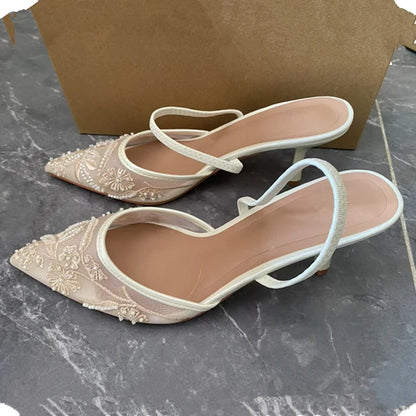 Lace Slingback Heels