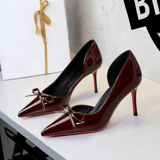 Burgundy Bow Heels