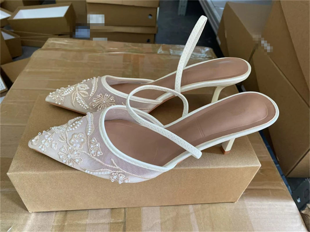Lace Slingback Heels