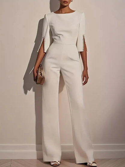 Celina Studio Étoile Elegance Cape Sleeve Wide-Leg Jumpsuit