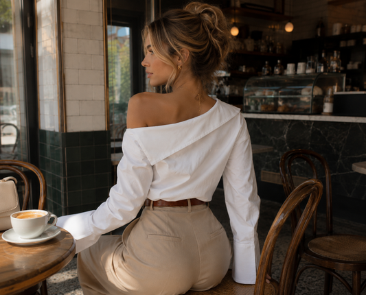 Elegant One-Shoulder Long Sleeve Blouse
