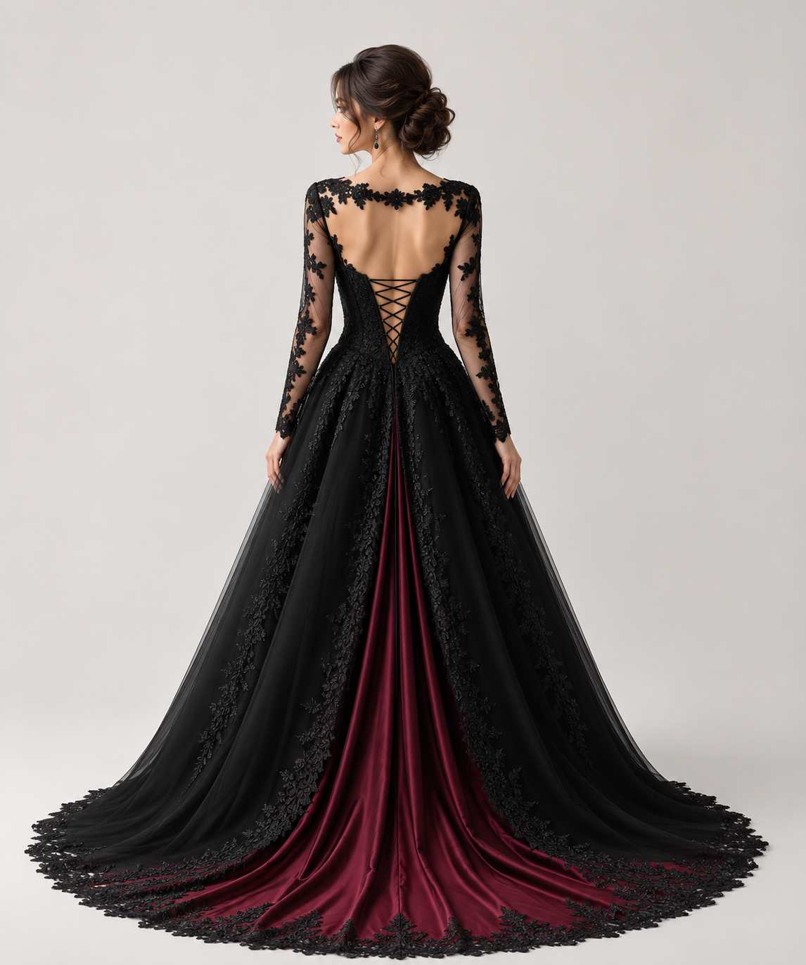 Elegant Gothic Lace Ball Gown