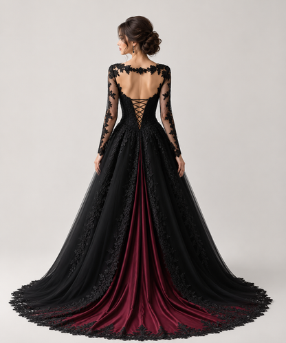 Elegant Gothic Lace Ball Gown